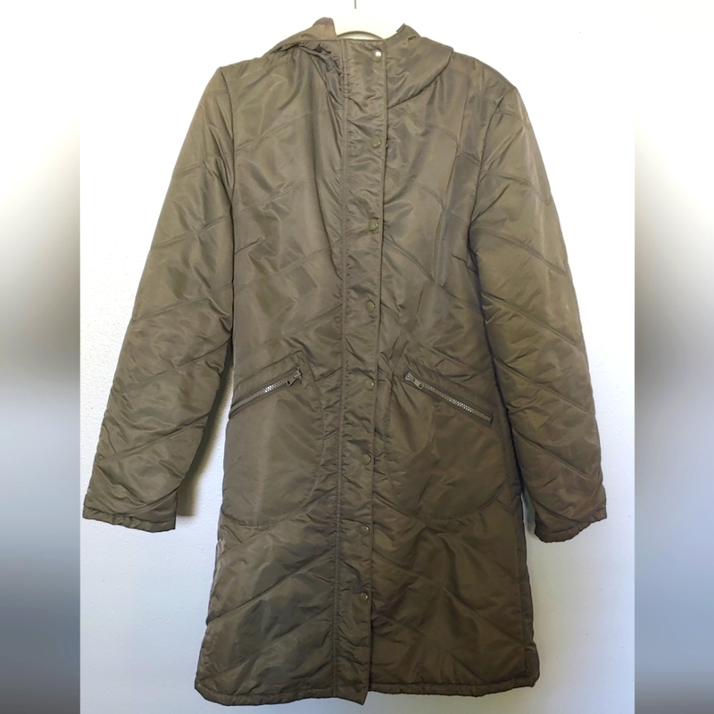 H&M Divided long green quilted coat